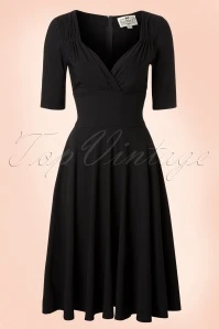 50s Trixie Doll Swing Dress In Black