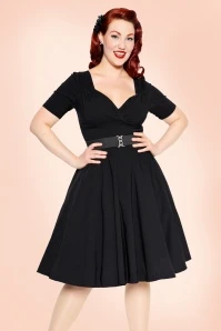 50s Trixie Doll Swing Dress In Black - Image 8