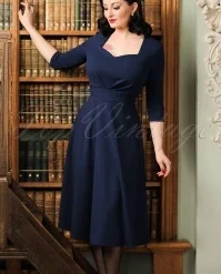 50s Ruby Swing Dress In Navy