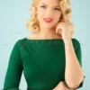 50s Modern Love Top In Forest Green