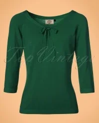 50s Pretty Illusion Top In Bottle Green