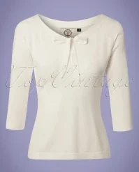 50s Pretty Illusion Top In Off White