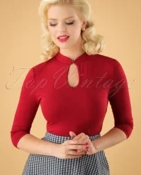 50s Emily Peek A Boo Top In Red