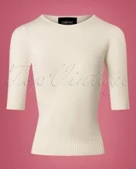 50s Chrissie Knitted Top In Ivory