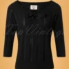 50s Belle Bow Pointelle Top In Black