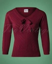 50s Charlie Chevron Top In Bordeaux