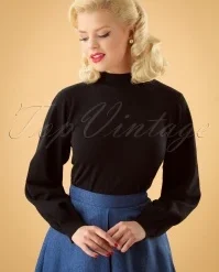 60s Victorian Pullover In Black