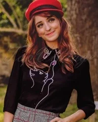 60s Snow Bird Blouse In Black