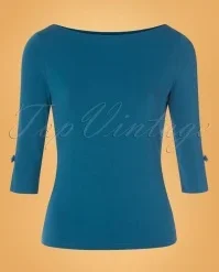 50s Oonagh Top In Dark Teal Blue