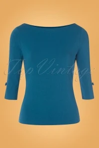 50s Oonagh Top In Dark Teal Blue