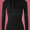 Vixen 50s Josie Tie Neck Top In Black