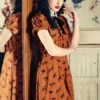 Bunny 60s Vixey Fox Dress In Rust Brown