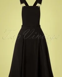 50s Kayden Overalls Swing Dress In Black