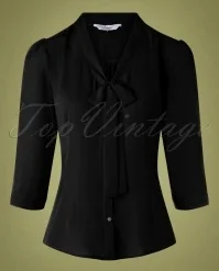 50s Perfect Bow Blouse In Black