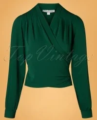 50s Darla Wrap Blouse In Green