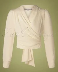 50s Darla Wrap Blouse In Antique White