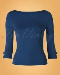 50s Modern Love Top In Navy