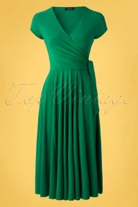 50s Layla Cross Over Dress In Green - Image 3