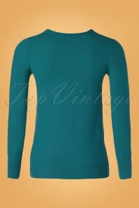 50s Kelly Sweater In Teal Blue - Image 3