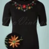 50s Julie Floral Top In Black