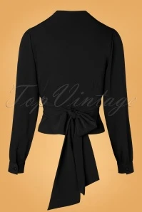 50s Darla Wrap Blouse In Black - Image 2