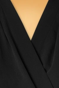50s Darla Wrap Blouse In Black - Image 3