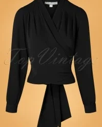 50s Darla Wrap Blouse In Black