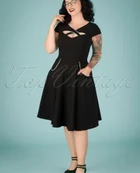 Vixen 50s Connie Swing Dress In Black