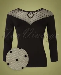 50s Evita Evening Top In Black
