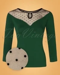 50s Evita Evening Top In Green