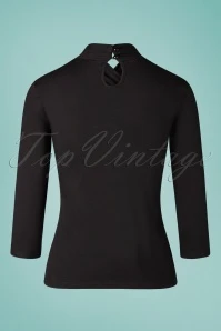 50s Sophia Evening Jersey Top In Black - Image 2