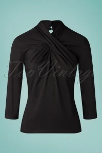 50s Sophia Evening Jersey Top In Black
