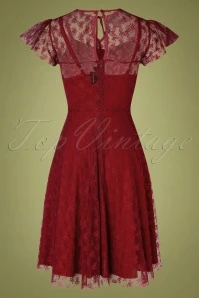 Vixen 50s Melody Lace Occasion Dress In Burgundy - Image 2