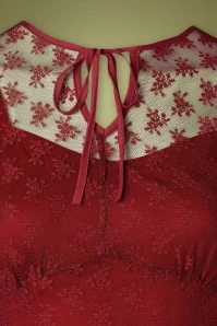 Vixen 50s Melody Lace Occasion Dress In Burgundy - Image 4