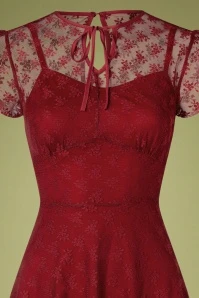 Vixen 50s Melody Lace Occasion Dress In Burgundy - Image 3