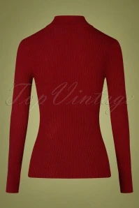 Bunny 60s Spiros Turtleneck Top In Burgundy - Image 4