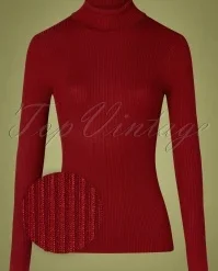 Bunny 60s Spiros Turtleneck Top In Burgundy