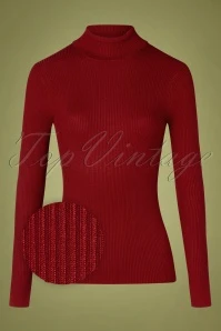 Bunny 60s Spiros Turtleneck Top In Burgundy