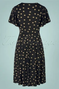 50s Sadie Polkadot Swing Dress In Black And Mocha - Image 3