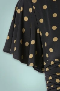 50s Sadie Polkadot Swing Dress In Black And Mocha - Image 6