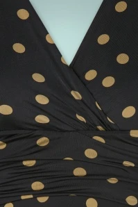 50s Sadie Polkadot Swing Dress In Black And Mocha - Image 5