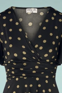 50s Sadie Polkadot Swing Dress In Black And Mocha - Image 4