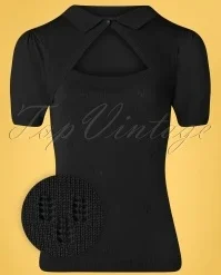 50s Beth Knit Top In Black