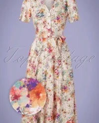 50s Magnolia Flowerbomb Dress In Cream