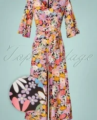 Bunny 70s Nadine Flower Jumpsuit In Multi