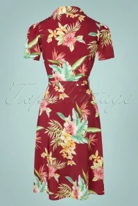 50s Charlene Honolulu Shirtwaister Dress In Burgundy - Image 2