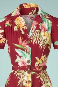 50s Charlene Honolulu Shirtwaister Dress In Burgundy - Image 3
