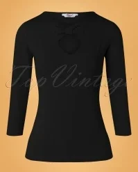 50s Queen Bow Top In Black