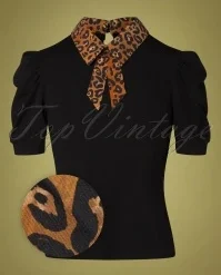 Vixen 50s Lena Leopard Top In Black