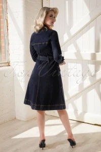 50s Farah Trenchcoat In Dark Denim - Image 4